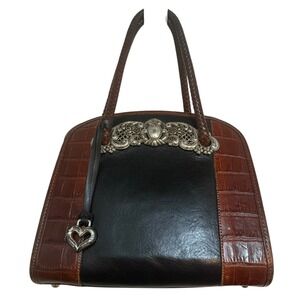 BRIGHTON - Vintage Chantilly Ornate‎ Leather Handbag Purse